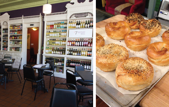 Village Market Bistro (photo by Web Strategies); Bagels (courtesy of of Steamys)