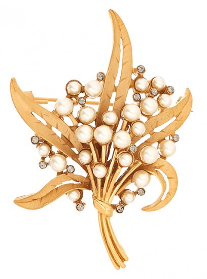 Dolce & Gabbana Pearl and Crystal Embellished Brooch, $333; photo courtesy of matchesfashion.com