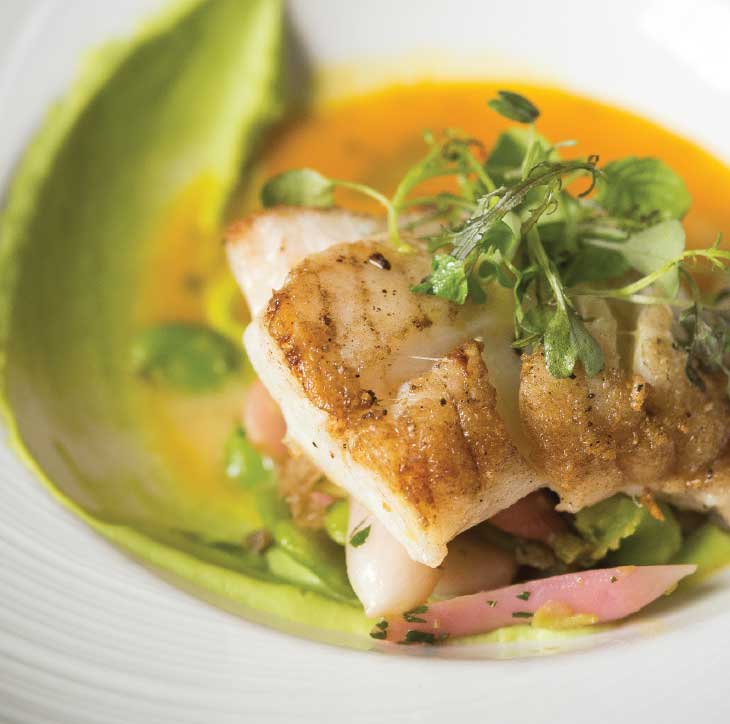 A springy plate with north Atlantic cod and of-the-season vegetables. (Photo by Rey Lopez)