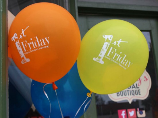 Balloons hung to guide attendees